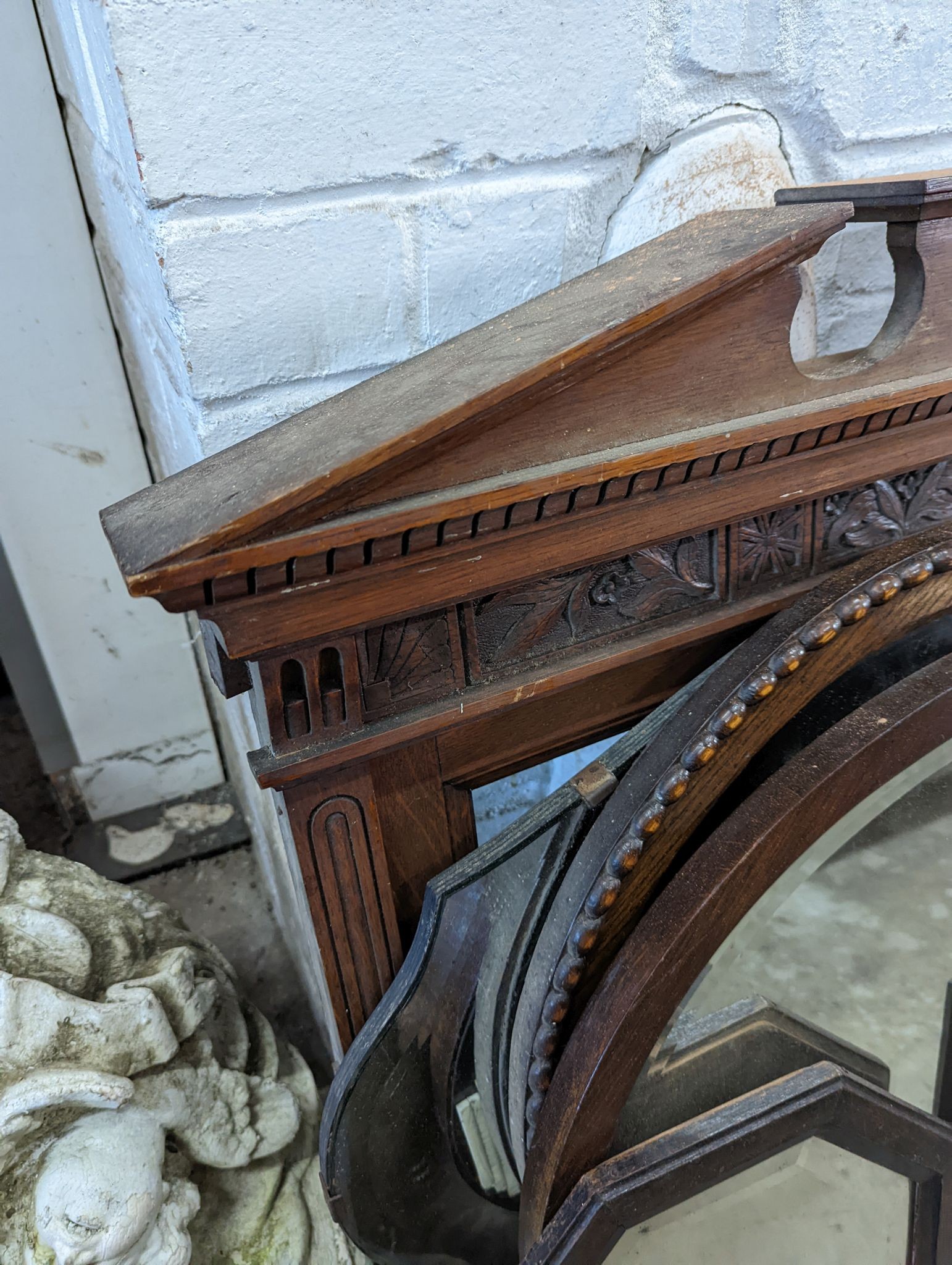 Six assorted Victorian and later wall mirrors and frames, largest width 78cm